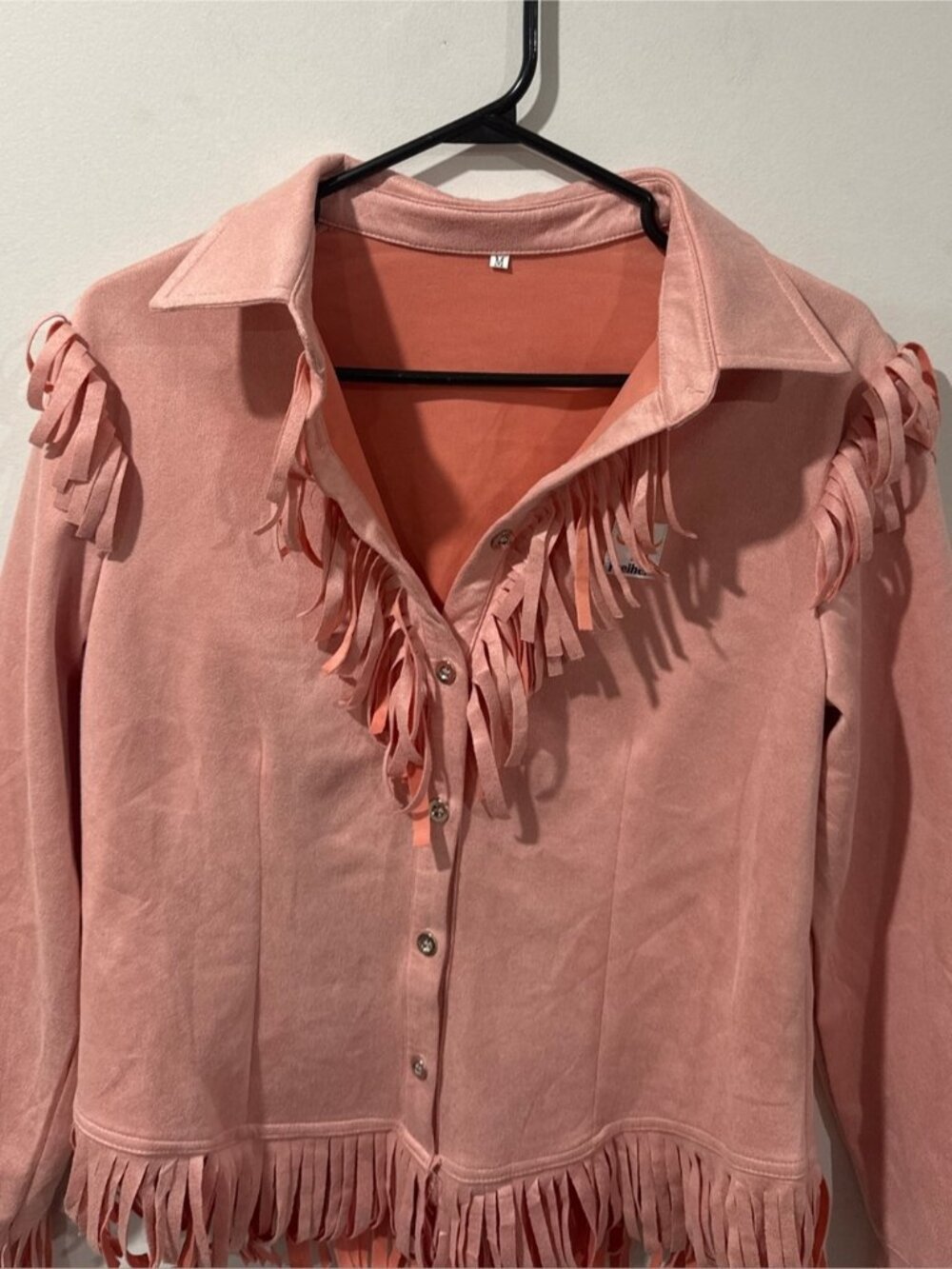 Freiheit Pink Fringe Button-Front Jacket – Size M - Picture 4 of 8